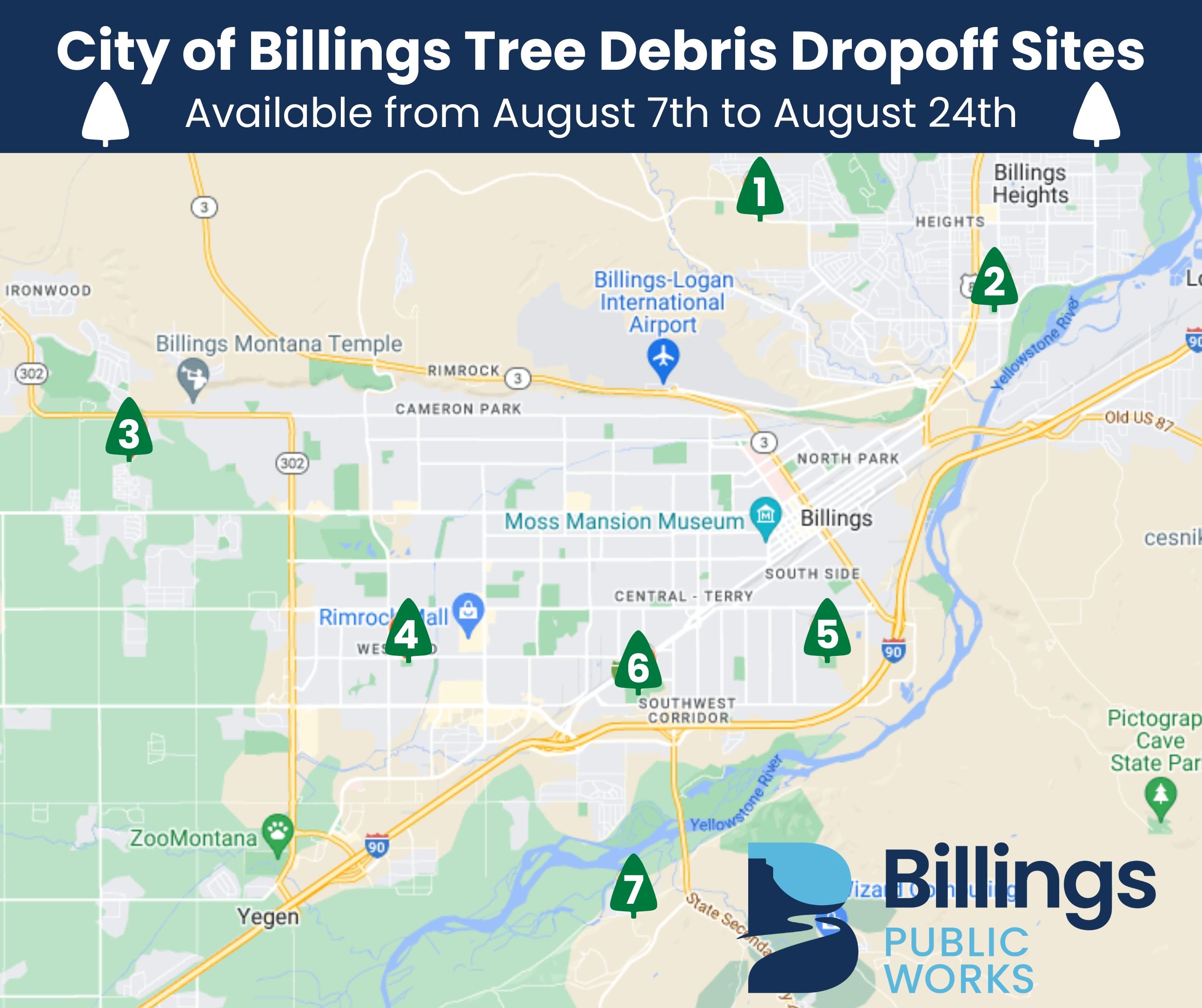 Tree Debris Dropoff SItes August 2024