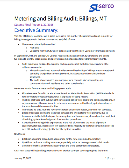 Screen shot of audit report by sl-serco